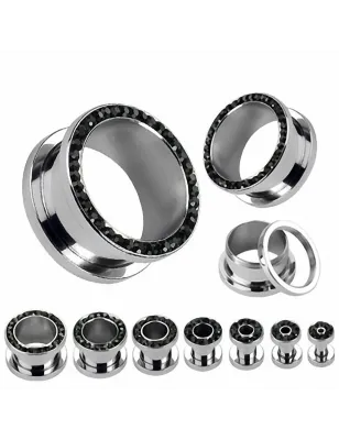 Piercing Tunnel Oreille en acier chirurgical Multi-Gemmes 