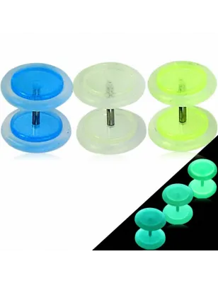 Faux Piercing Plug boucle Oreille Acrylique Glow in the Dark Phosphorescent