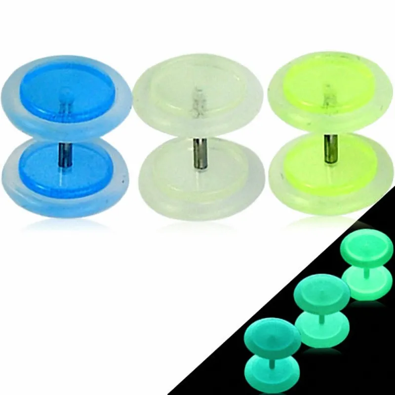 Faux Piercing Plug Oreille Acrylique Glow in the Dark