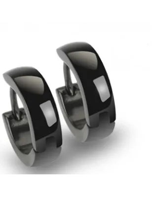 Paire Boucles d'oreille Anneaux Noir acier inoxydable 