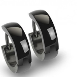 Paire De Boucles D'oreilles Homme/ado - Acier Effet Verni Noir, Motifs Tribaux Dorés, Neuves