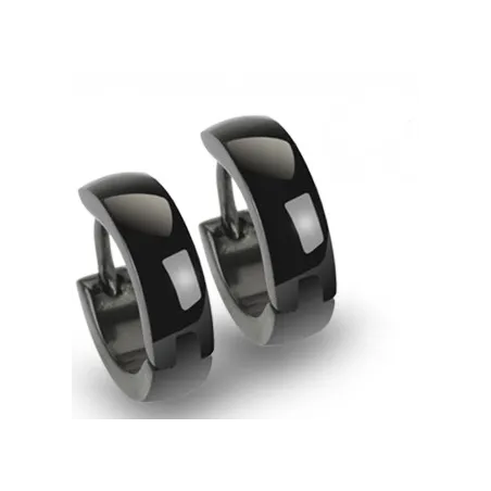 Paire Boucles d'oreille Anneaux Noir acier inoxydable 
