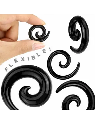 Piercing Ecarteur Spirale en Silicone Flexible Noir