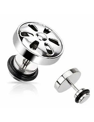 Faux Piercing Plug Oreille Roue Rétro