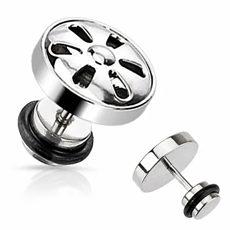 Faux Piercing Plug Oreille Roue Rétro