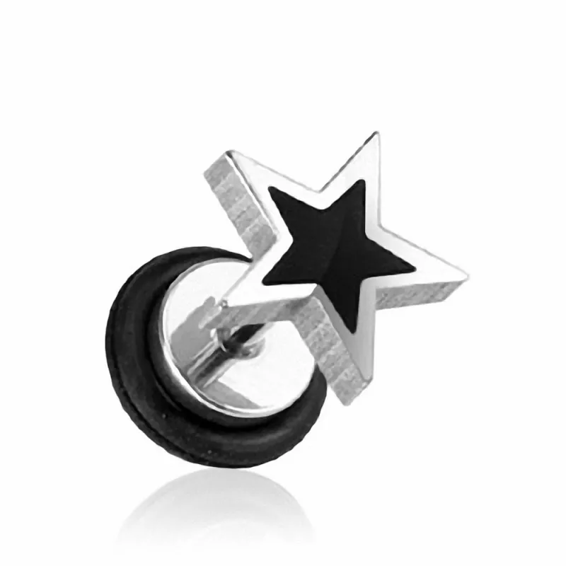 Faux Piercing Plug Oreille Etoile Noire Faux Piercing Plug Oreille Etoile Noire