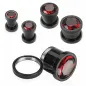 Piercing Tunnel Titanium Noir Strass Rouge