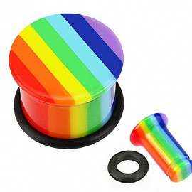Piercing Plug Acrylique Rainbow Gay Pride
