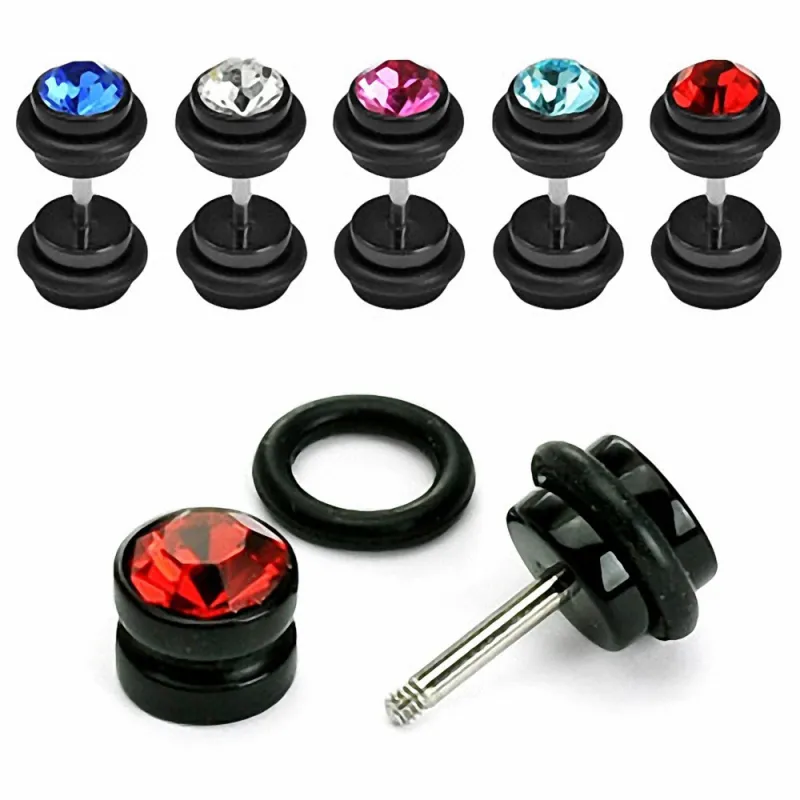 Faux Piercing Plug Oreille Acrylique Strass Faux Piercing Plug Oreille Acrylique Strass