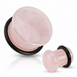 Piercing plug pierre quartz rose dôme