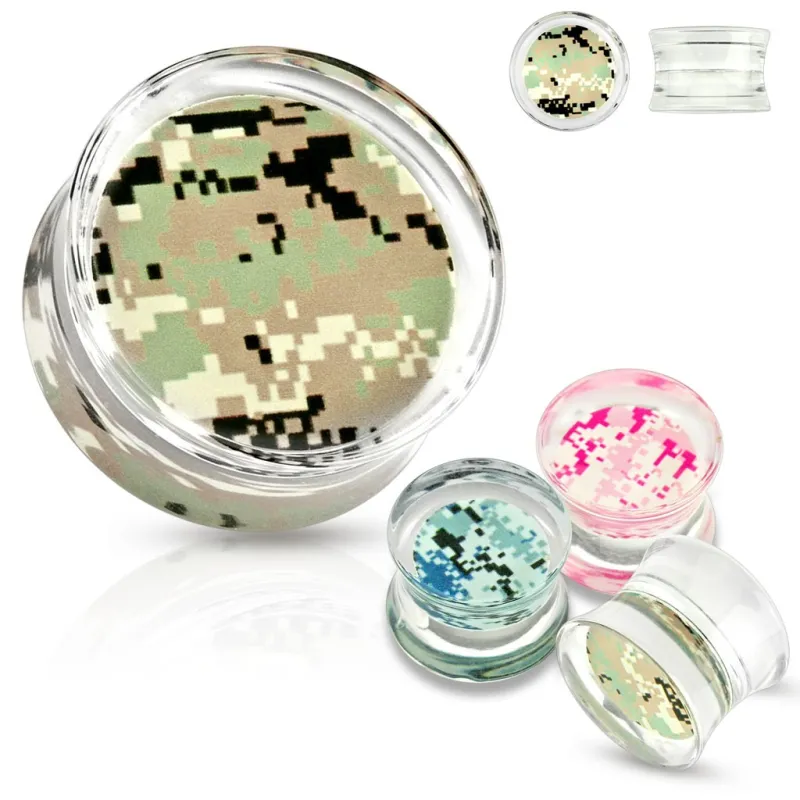 Piercing plug acrylique camouflage pixels Piercing plug acrylique camouflage pixels