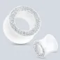 Piercing tunnel acrylique blanc paillettes Piercing tunnel acrylique blanc paillettes