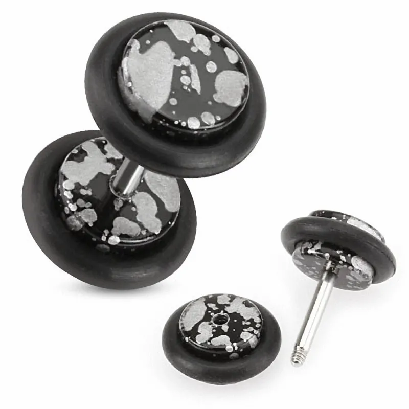 Faux Piercing plug tâches argentées