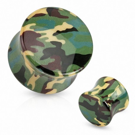 Piercing plug acrylique camouflage vert