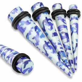 Piercing écarteur acrylique camouflage bleu