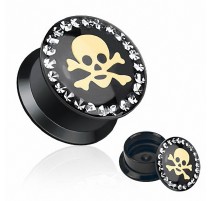 Piercing plug acrylique crâne de pirate