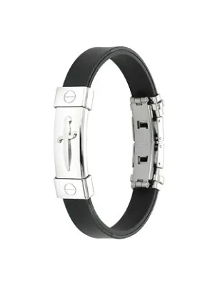 Bracelet caoutchouc et acier inoxydable - Dague de pirate