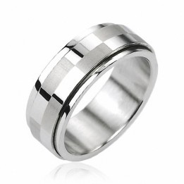 Bague Tournante acier inoxydable Damier Larges carreaux 