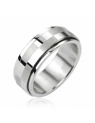 Bague Tournante acier inoxydable Damier Larges carreaux 