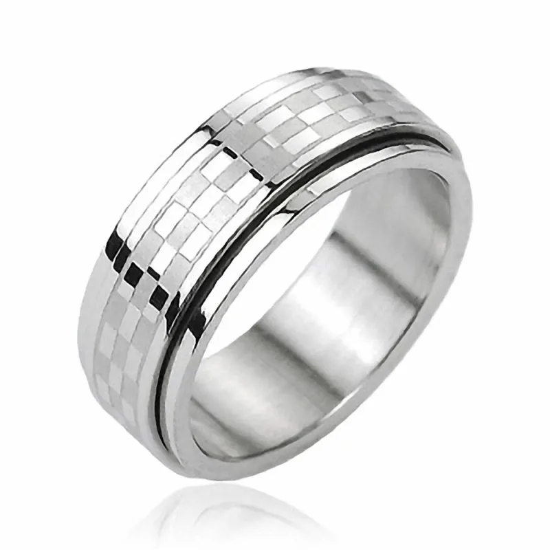 Bague Tournante acier inoxydable Damier