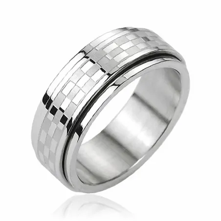 Bague Tournante acier inoxydable Damier 