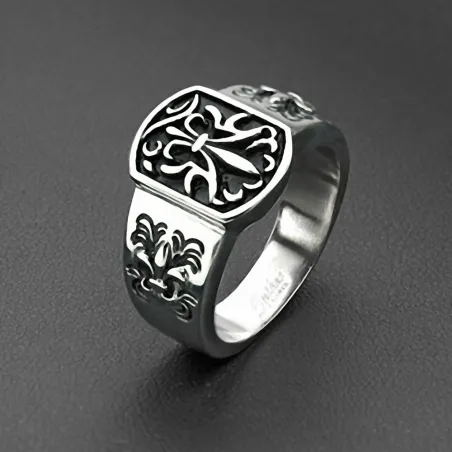 Bague "Royale" en acier inoxydable Fleur de Lis