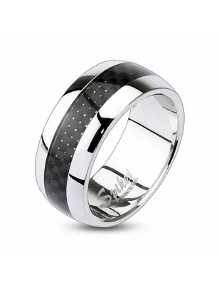 Bague acier inoxydable Fibre de Carbone