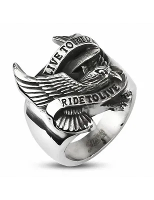 Bague Aigle Biker acier inoxydable