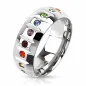 Bague Homme en acier Gay Pride Gemmes Rainbow