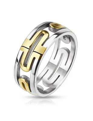 Bague Homme en acier inoxydable Duo Doré et Argenté