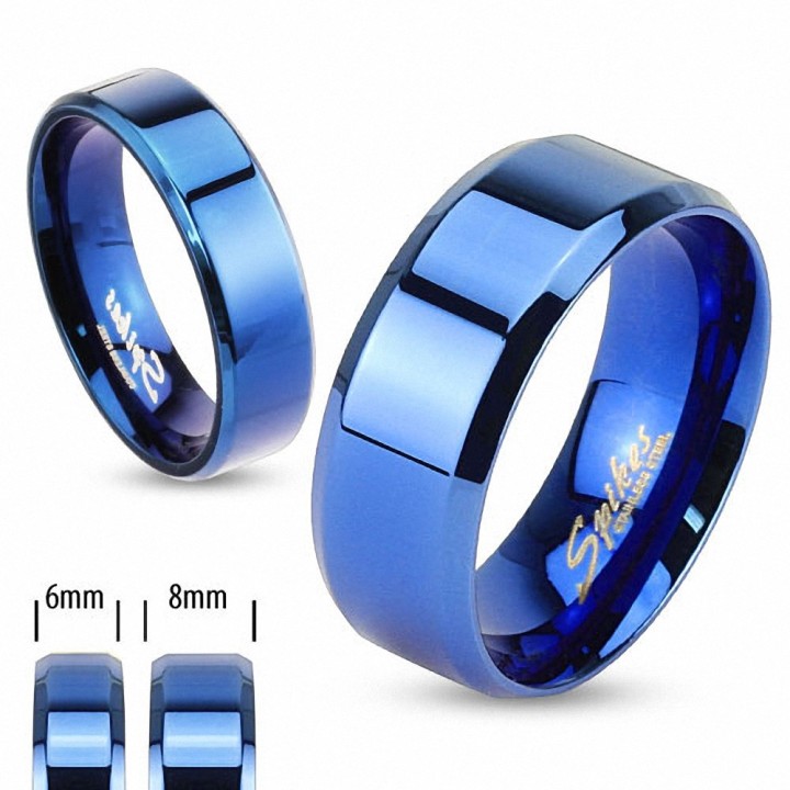 Bague en acier inoxydable Bleu IP - Bague homme et femme