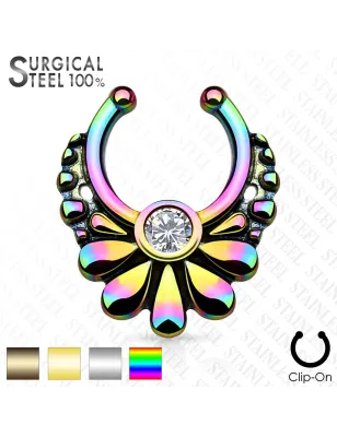 Faux piercing septum fleur