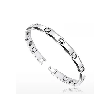 Bracelet Bio-Magnetic Tungstène Facettes Courbes