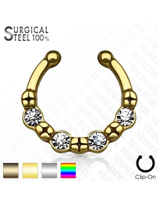 Faux piercing septum quatre strass