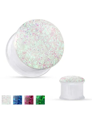 Piercing tunnel acrylique transparent paillettes