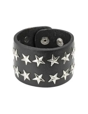 Bracelet en Cuir noir avec Etoiles