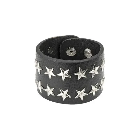 Bracelet en Cuir noir avec Etoiles