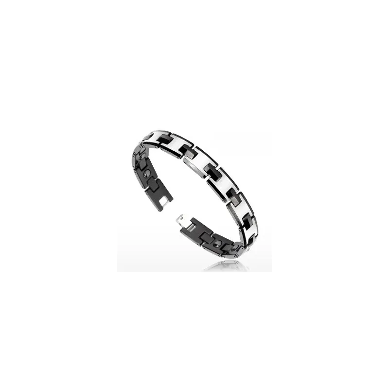 Bracelet Bio-Magnetic Tungstène Duo Noir Argenté 