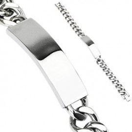 Bracelet gourmette acier inoxydable avec plaque
