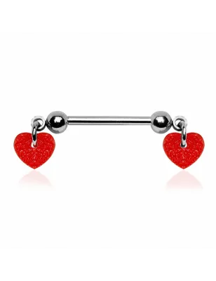 Piercing téton coeurs rouges