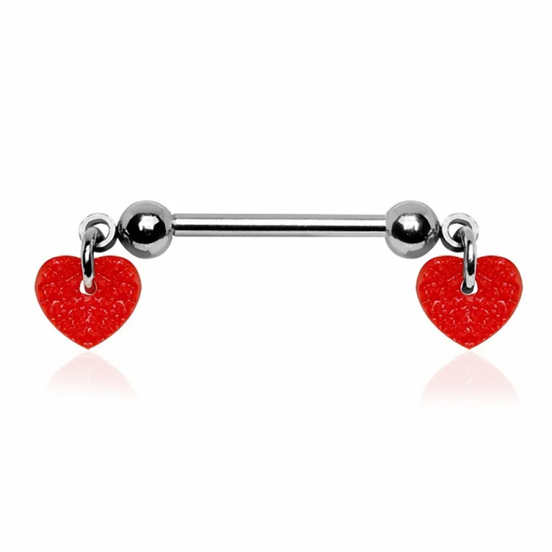Piercing téton coeurs rouges