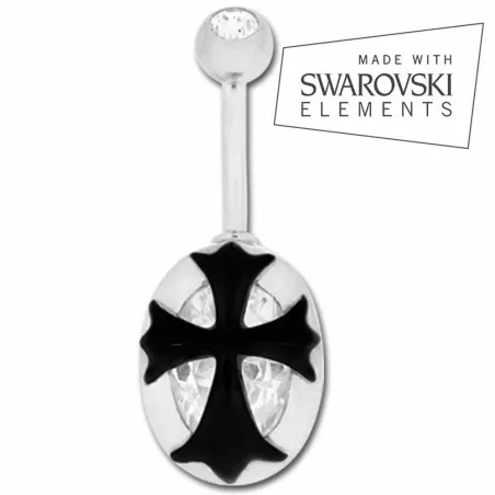 Piercing nombril Crystal Evolution Swarovski Croix Noire