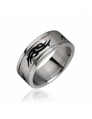 Bague homme acier inoxydable tribale