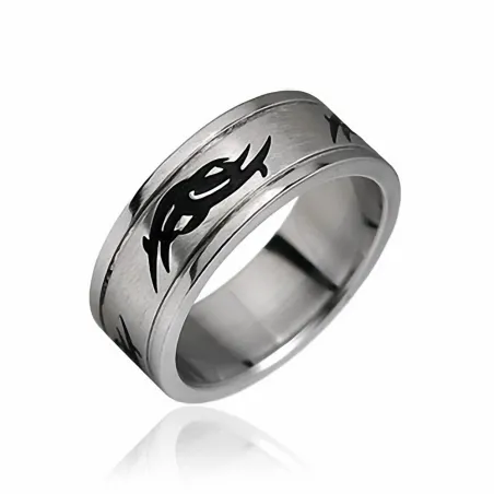 Bague homme acier inoxydable tribale