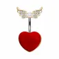 Piercing nombril coeur rouge ailes