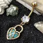 Piercing nombril plaqué or cadenas turquoise