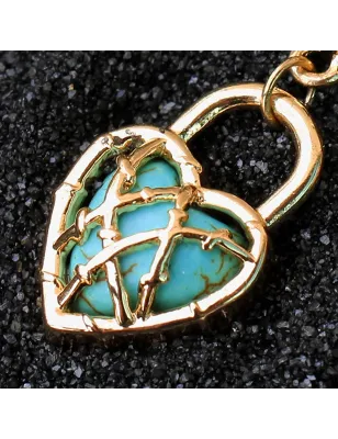 Piercing nombril plaqué or cadenas turquoise