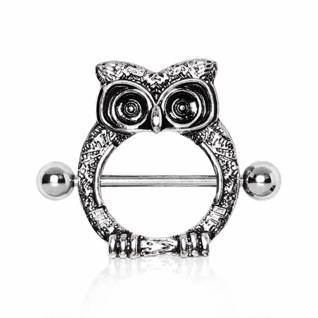 Piercing téton bouclier chouette
