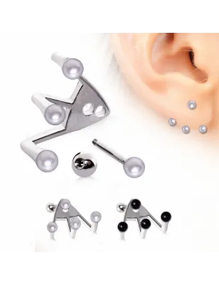 Piercing oreille trident perles