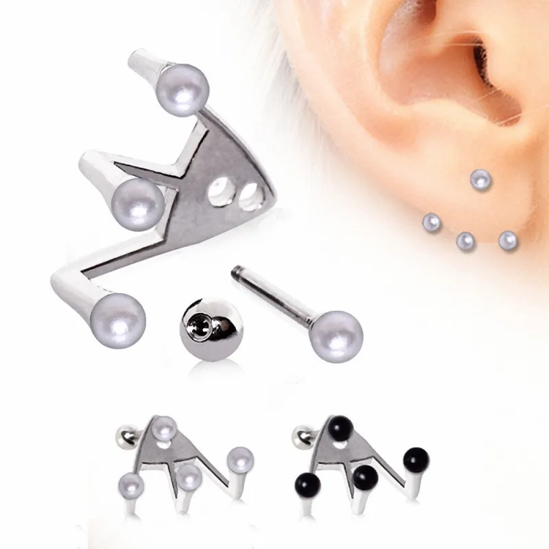 Piercing oreille trident perles